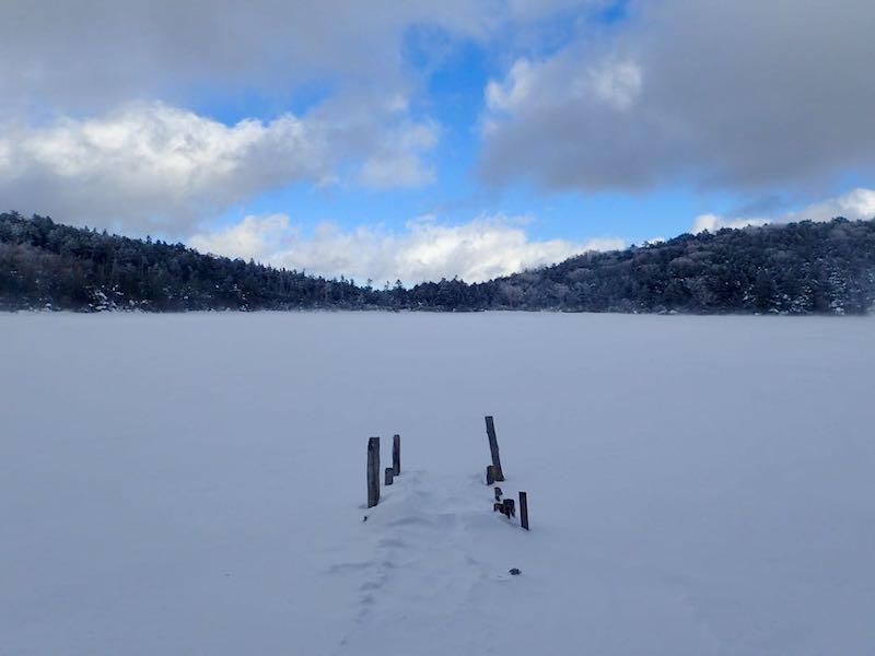 12月末の北八ヶ岳・渋の湯から白駒池泊、縞枯山をへてロープウェイまで 青苔荘テン場で1泊2日