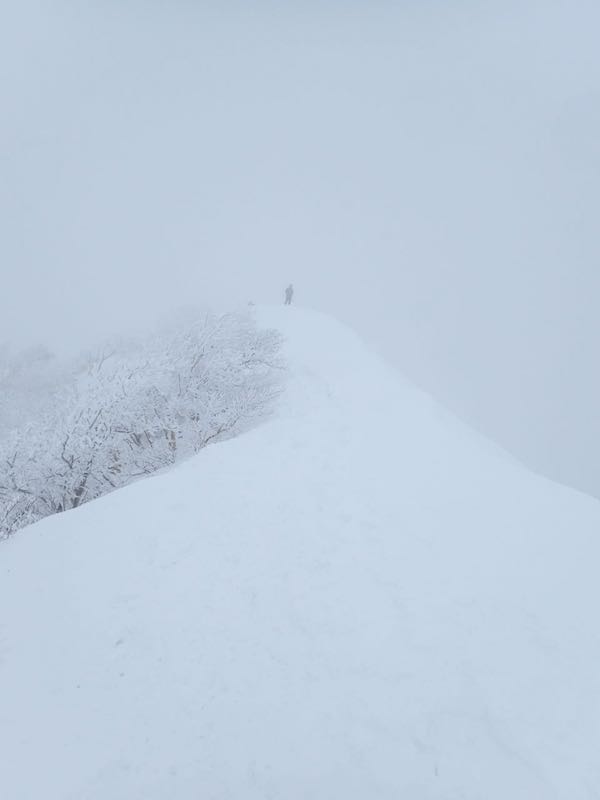 頂上に人がいる-真っ白け