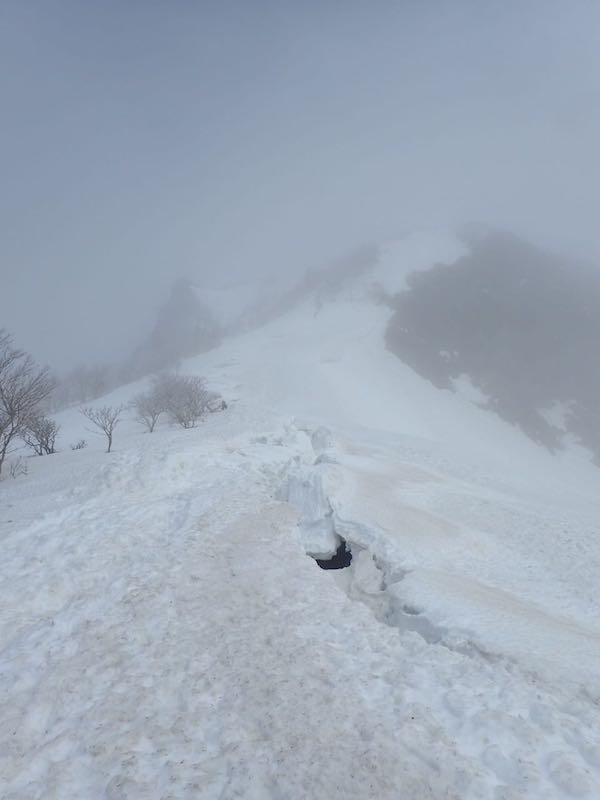 雪が切れているところもある